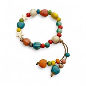 Star Bracelet red blue ceramic stretchy